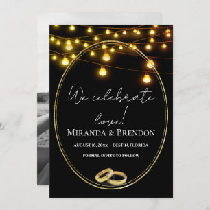Elegant black and gold ochre, confetti invitation