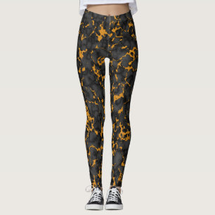 Elegant Black and Gold Onyx Marble Texture Design Leggings