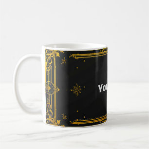 Elegant Black and Gold Ornate Frame Coffee Mug