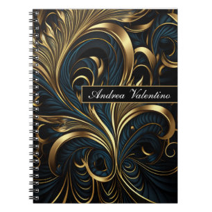 Elegant Black and Gold Pattern Notebook