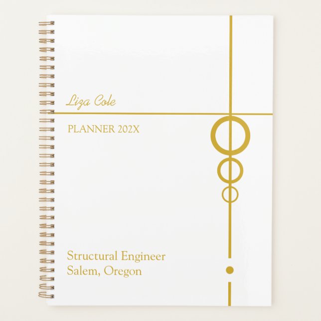 Elegant Black and Gold Personalised  Planner (Front)