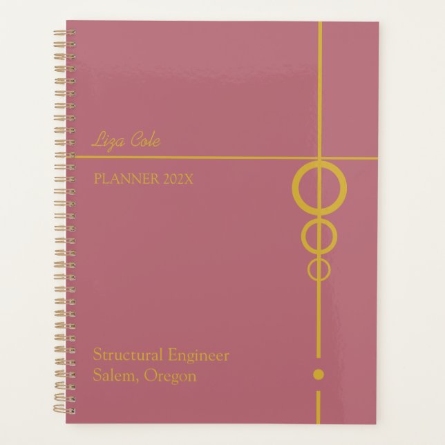 Elegant Black and Gold Personalised  Planner (Front)