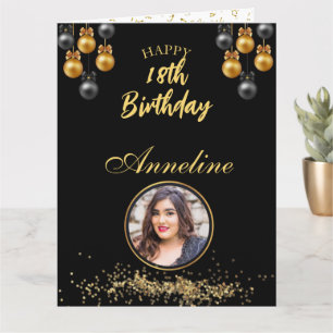 Elegant black and gold photo Folded Greeting Card