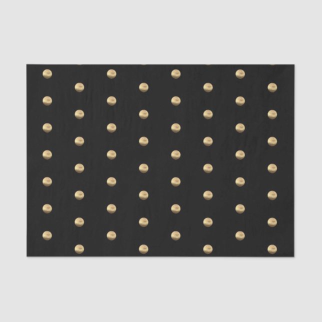 Elegant Black and Gold Polka Dots Pattern Chic Tissue Paper (Front)