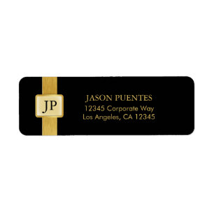 Elegant Black and Gold Professional Return Address Label