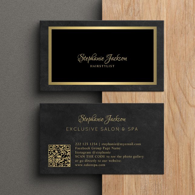 Elegant black and gold QR code luxury Business Card (Creator Uploaded)