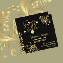 Elegant Black And Gold QR Save The Date Invitation