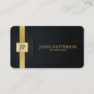 Elegant Black and Gold Real Estate Agent Business Card