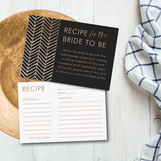 Elegant Black and Gold Recipe for the Bride  Enclosure Card (Creator Uploaded)