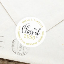 Elegant Black and Gold Return Address Graduation