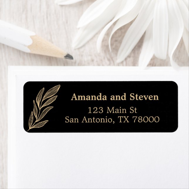 Elegant Black and Gold Return Address Label (Insitu)