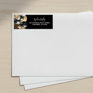 Elegant Black and Gold Return Address Label