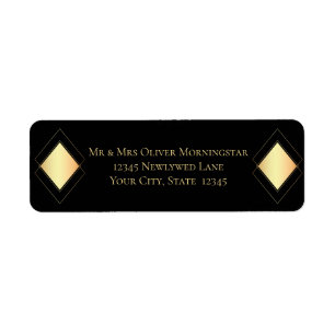 Elegant Black and Gold Return Address Label