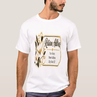 Elegant Black and Gold Return Address Labels T-Shirt