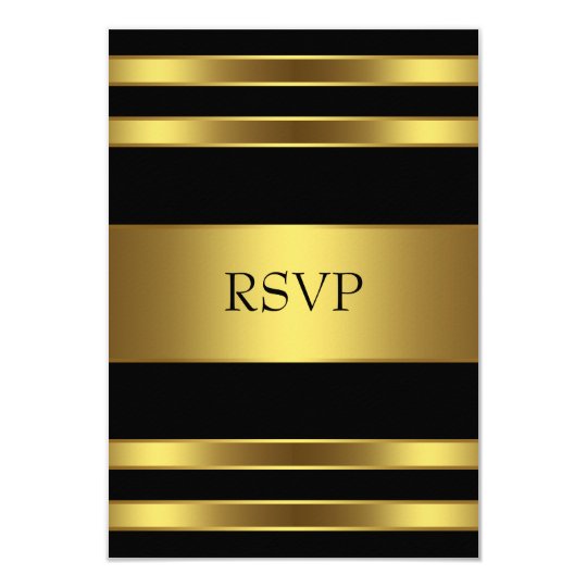 Elegant Black and Gold RSVP Card
