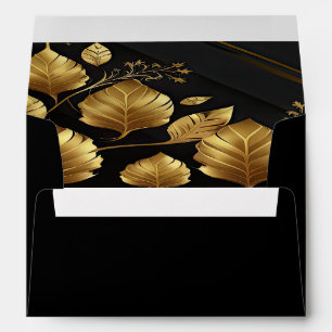Elegant Black and Gold RSVP Envelope