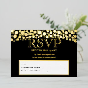 Elegant Black and Gold RSVP Wedding Acceptance