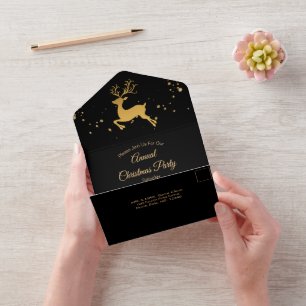 Elegant Black and Gold Rudolph   All In One Invitation