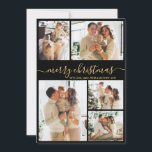 Elegant Black and Gold Script 5 Photo Christmas Holiday Card<br><div class="desc">Modern Elegant Simple Calligraphy Black and Gold Script 5 Photo Collage Merry Christmas Holiday Card. This festive, minimalist, five (5) photo holiday greeting card template features a pretty grid photo collage and says „Merry Christmas”! The „Merry Christmas” greeting text is written in a beautiful whimsical swirly hand lettered swash-tail font...</div>