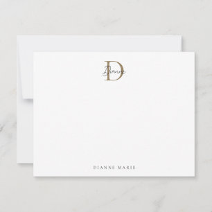 Elegant Black and Gold Script Monogram Card