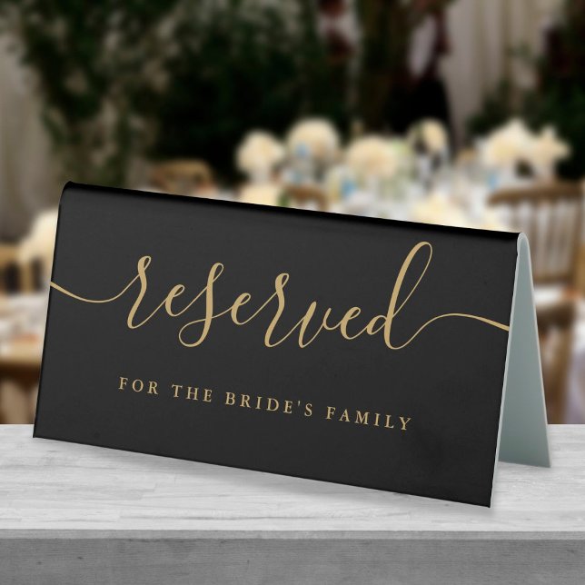 Elegant Black And Gold Script Wedding Reserved (Creator Uploaded)