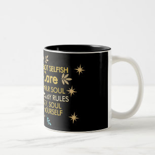 Elegant Black and Gold Self-Care Quote Wellness Co Two-Tone Coffee Mug