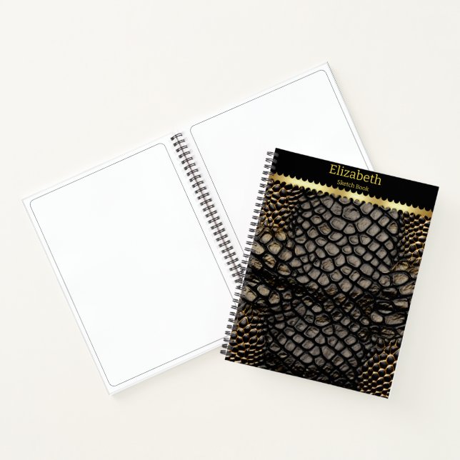 Elegant black and gold skin of a poisonous snake notebook (Inside)