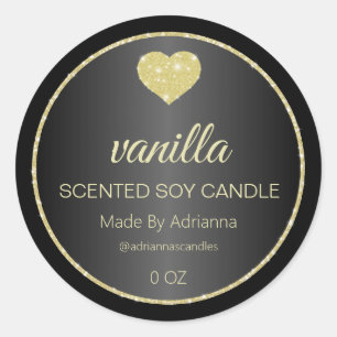 Elegant Black And Gold Soy Candle Labels