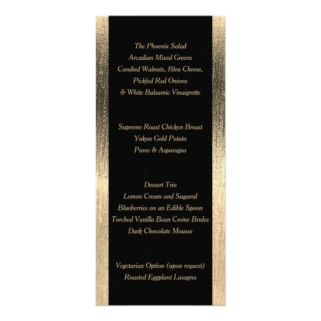 Elegant Black and Gold Starlights Wedding - Menu (Back)
