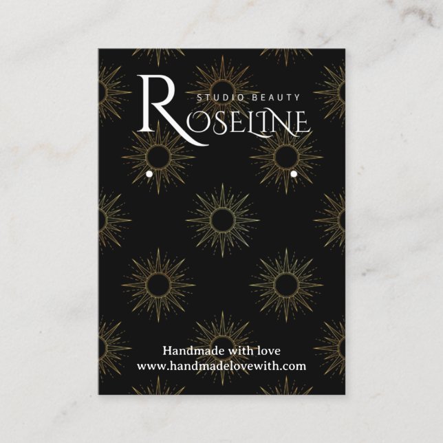 Elegant Black and gold Sun Magic jewlery display Business Card (Front)