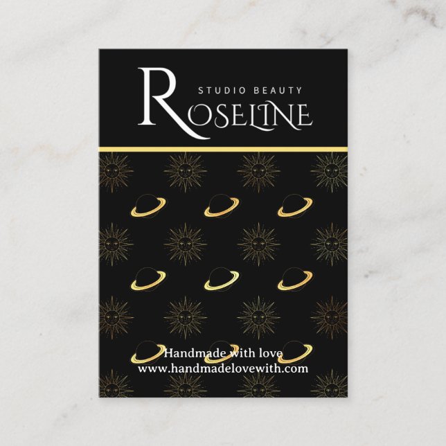 Elegant Black and gold Sun moon jewlery display Business Card (Front)