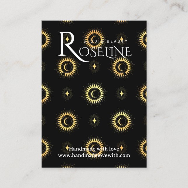 Elegant Black and gold Sun moon jewlery display Business Card (Front)