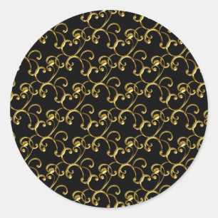 Elegant Black and Gold Swirl Stickers