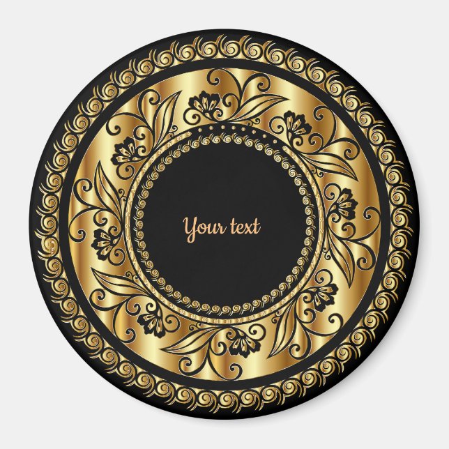 Elegant black and gold template magnet (Front)