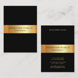 Elegant Black And Gold Template Modern Vertical Business Card