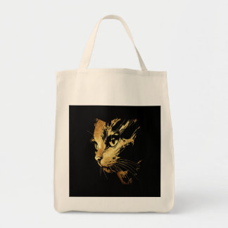 Elegant Black and Gold Textured Cat Graphic Tote Bag