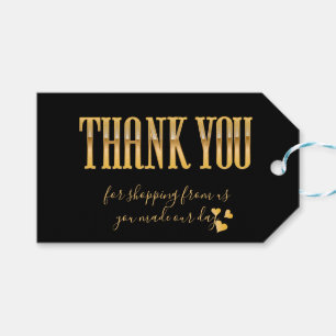 elegant black and gold thank you business gift tags