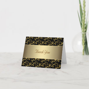 Elegant Black and Gold Thank You Card