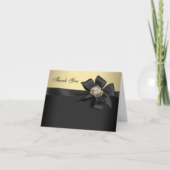 Elegant Black and Gold Thank You Cards (Front)