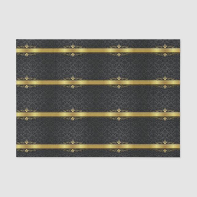 Elegant Black and Gold Tissue Paper (Front)