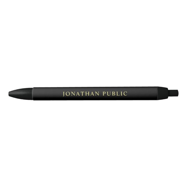 Elegant Black And Gold Trendy Simple Design Black Ink Pen (Front)