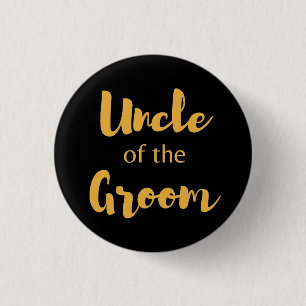 Elegant Black and Gold Uncle Of The Groom button