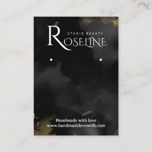 Elegant Black and gold watercolor jewlery display Business Card