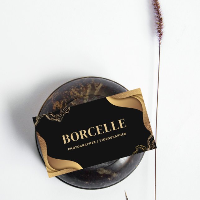 Elegant Black and Gold Waves  Calling Card (Creator Uploaded)