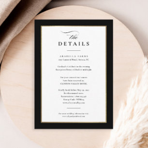 Elegant Black and Gold Wedding Details Enclosure Card