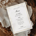 Elegant Black and Gold Wedding Dinner Menu Card<br><div class="desc">Real gold foil for border,  cut and paste any text to the "Foil" layer to print in foil. choose from gold,  silver or rose gold foil. Front and back background colours are customisable in flat ink.</div>