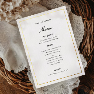 Elegant Black and Gold Wedding Dinner Menu Card