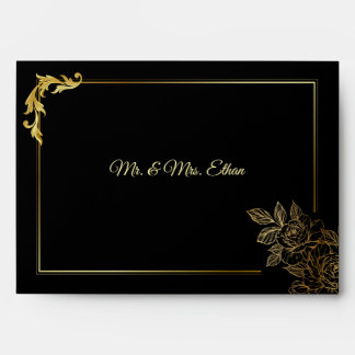 Elegant Black and Gold Wedding Envelope
