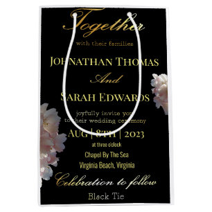 Elegant Black And Gold Wedding Favour Gift Bag