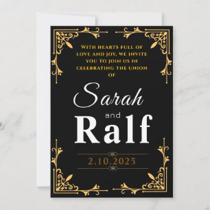 Elegant Black and Gold wedding invitation